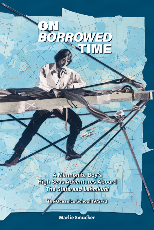 Book cover of 'On Borrowed Time' with a person on a map background